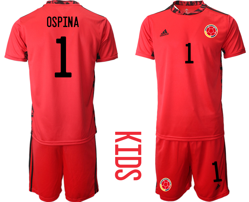 Youth 2020-2021 Season National team Colombia goalkeeper red #1 Soccer Jersey->colombia jersey->Soccer Country Jersey